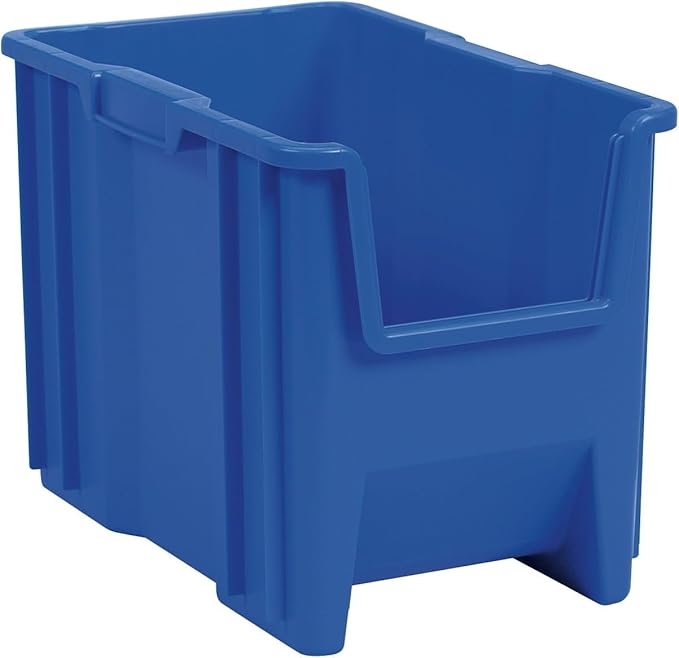Akro-Mils 13014 Stak-N-Store Stackable Storage Bins, Heavy Duty Garage Storage Containers, Open Front Plastic Organizer for Tools, Shelves, Closet Organizer, 17-/12" x 11" x 12-1/2", Blue, 4-Pack by Akro-Mils