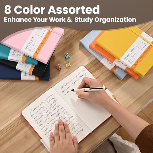 Lined Notebook Journals for Writing 5.5 x 8.2 inches, 160 Pages A5 Size with Expandable Pocket, Hardcover Notebooks for Work, 100GSM Paper (Assorted 8 Colors) - Image 5