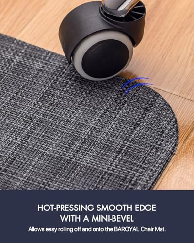 Baroyal Office Chair Mat for Hardwood Floor Under Desk Computer Rolling Chair Mat for Wood/Tile Floor Non-Slip Heavy Duty Desk Rug PVC Plastic Hard Floor Protector 45"x 53" (Cool Grey) - Image 5