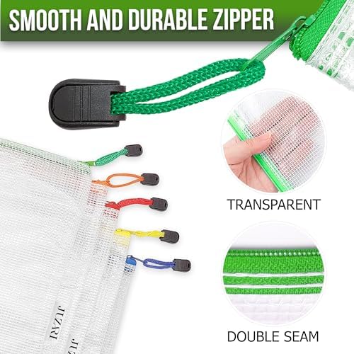 22 Pack Mesh Zipper Pouch Bags 10x14 inch - Plastic Zipper Pouches for Organizing - Document Bags With Zippers - Letter Size Zippered Pouch - Document Pouches With Zippers - Image 2