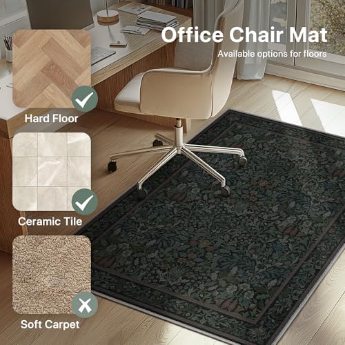 36"x48" Office Chair Mat for Hardwood Floor, Non-Slip Washable Dark Green - Image 3
