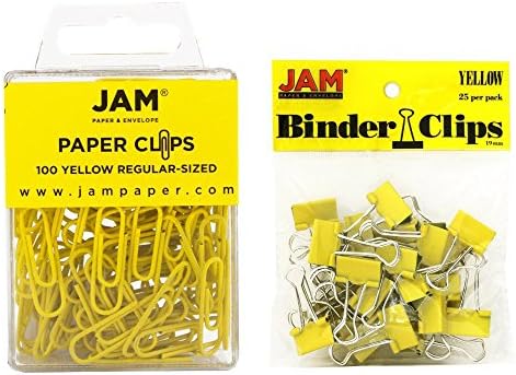 JAM PAPER Complete Desk Kit - Yellow - Stapler, Tape Dispenser, Staples, Journal, Le Pens, Rubber Bands, Paper Clips & Binder Clips - 8/Pack - Image 6