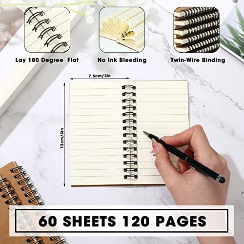 Jutom 100 Pcs Small Spiral Notebook Memo Pad 3x5, Kraft Color - Image 2