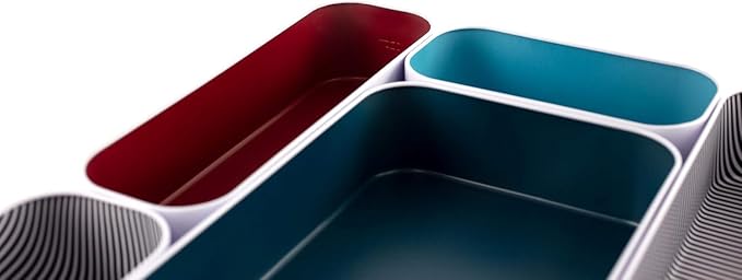Three by Three Seattle Metal Drawer Organizer Tray Set, 5-Pc (Blue Berry) | Deep 2" food-safe metal bins; soft non-scratch base; perfect for kitchen utensils, tools & bulkier drawer items - Image 3