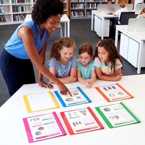 Feifeiya 120 Pack Plastic Report Covers with 3 Prongs Presentation Folders Bulk, 100 Sheet Capacity, Clear Front Report Covers for Presentation Document Paper School Office Supplies (Multicolor) - Image 6