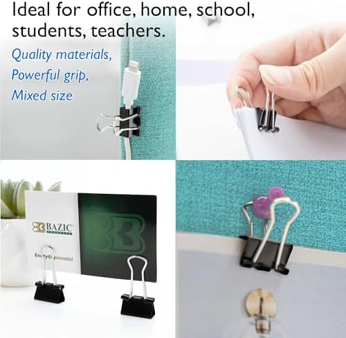 BAZIC Products Small Binder Clips, Black, 3/4 in (19 mm), 20 Ct, 24-Box - Image 7
