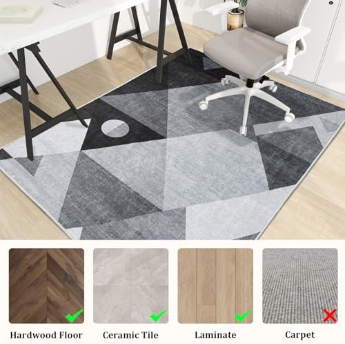 Office Chair Mat for Hardwood Floor, 48"x36" Easy Glide Computer Desk Mat Protector for Rolling Chair Under Desk Rug Nonslip Backing, Machine Wash (Modern) - Image 3
