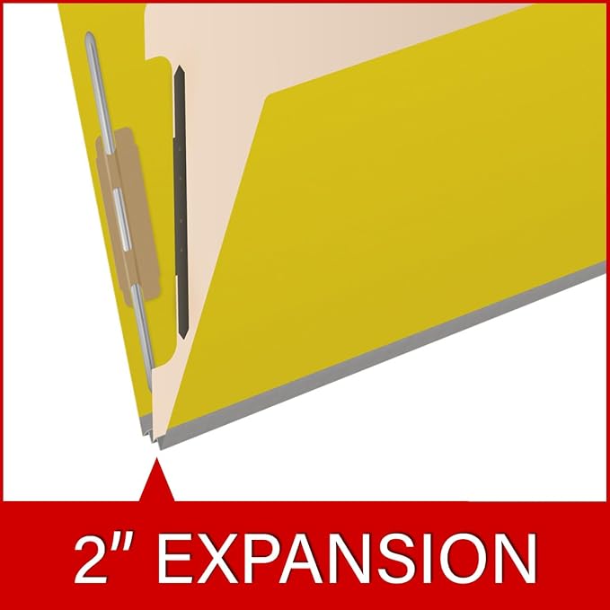 25 Pt. Pressboard Classification Folders, 2/5 Cut ROC Top Tab, Letter Size, 1 Divider, Yellow (Box of 10) - Image 7