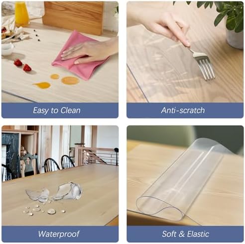 Vicwe Clear Table Cover Protector, 36 x 78 Inch Table Cover, Anti-Scratch - Image 4