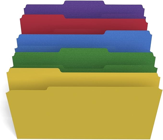 Staples File Folders, Legal Size, 1/3‑Cut Tabs, Assorted Colors, Heavy‑Duty Paper Stock, 100/Box - Image 3