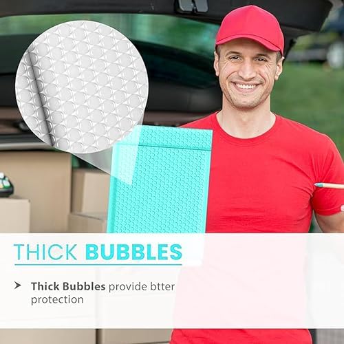 Aqua Teal Bubble Mailers 7.25x12, Poly Padded Envelopes #1, 100 Pack - Image 7