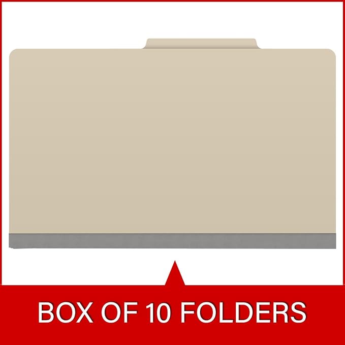 25 Pt. Pressboard Classification Folders, 2/5 Cut ROC Top Tab, Legal Size, 2 Dividers, Manila (Box of 10) - Image 6