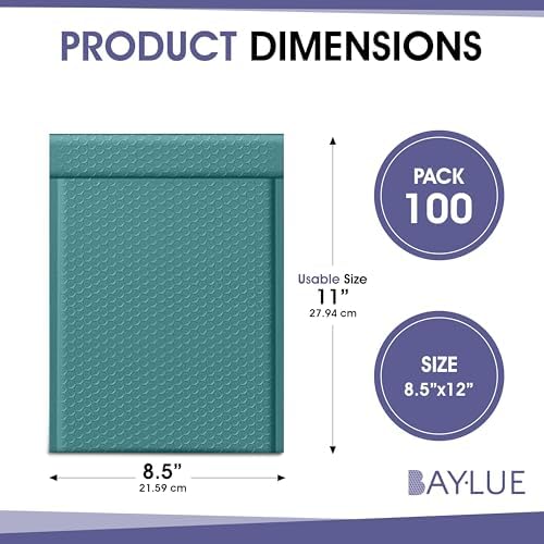 Green Bubble Mailers 8.5x12, Poly Padded Envelopes #2, 100 Pack Bulk - Image 2