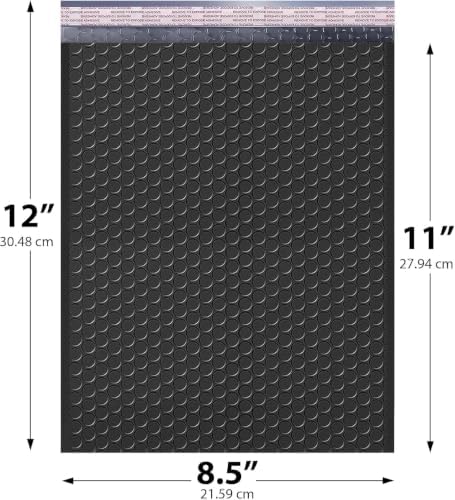 Black Bubble Mailers 8.5x12, Self Seal Poly Padded Envelopes #2, 300 Pack - Image 2