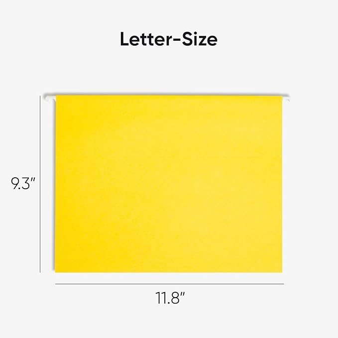 Smead TUFF Hanging File Folder with Easy Slide Tab, 1/3-Cut Sliding Tab, Letter Size, Yellow, 18 per Box (64044, Rod Color May Vary) - Image 4