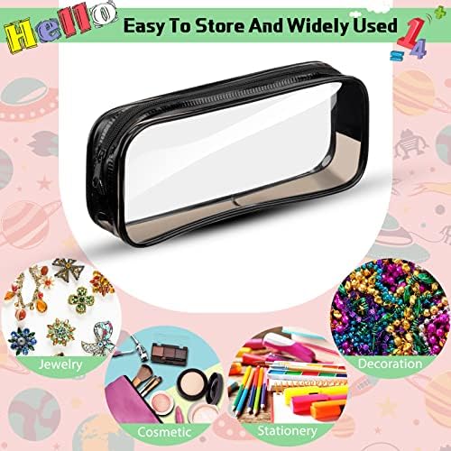 Fainne 50 Pcs Clear Pencil Pouch Bulk 7.87x1.38 Zipper Bag, Black, White - Image 4