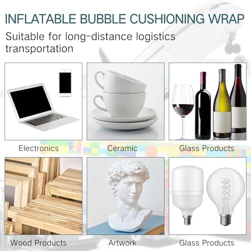 PerKoop 12" x 350' Inflatable Air Pillows for Shipping Large Bubble Cushioning Wrap Packing with Pump Bubble Cushioning Wrap Roll with Fragile Stickers for Heavy Duty Moving Protection - Image 6