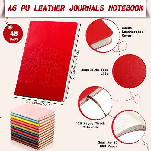 TaoBary 48 Pcs Pu Leather Journals Notebook Bulk Colorful Tree Life Lined Journal Notebook Soft Pu Leather Cover Ruled Writing Notebook for Writing School Office Home 128 Pages (3.7 x 5.7 Inch) - Image 2