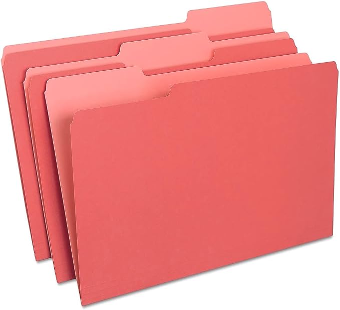Staples Colored File Folders, Legal Size, 3‑Tab Top‑Tab Design, Red, Durable Paper Stock, 100/Pack - Image 2