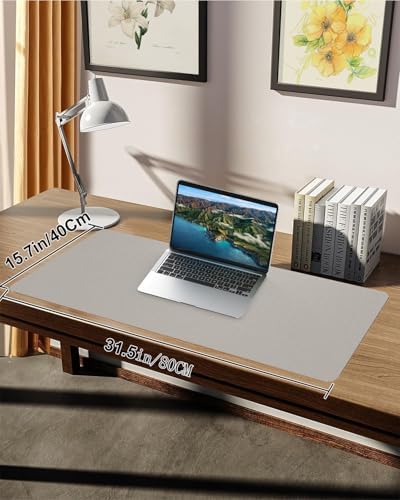 Leather Desk Protector, Laptop Mat - Non-Slip PU, Waterproof Writing Pad for Office/Home (31.5"x15.7", Light Grey) - Image 7