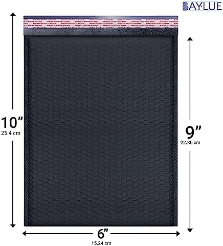 Black Bubble Mailers 6x10, Poly Padded Envelopes #0, 250 Pack Bulk - Image 2