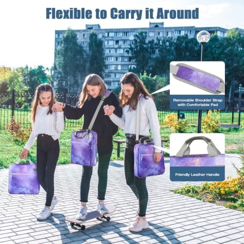 MoKo Zipper Binder, 2 inch 3 Ring Binder with 500 Sheet Capacity Multi-Pocket School Bag with Padded Shoulder Strap Handle, School Supplies Organizer for Middle Student, Star Purple - Image 5