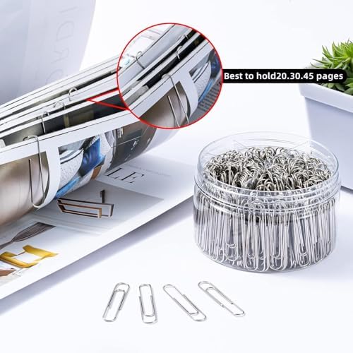 Shiny Silver Jumbo Paper Clips, 1.3 Inch & 2 Inch, 400pcs - Image 3