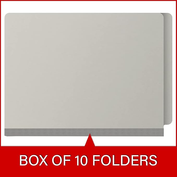 25 Pt. Pressboard Classification Folders, Full Cut End Tab, Letter Size, No Dividers, Light Gray (Box of 25) - Image 6