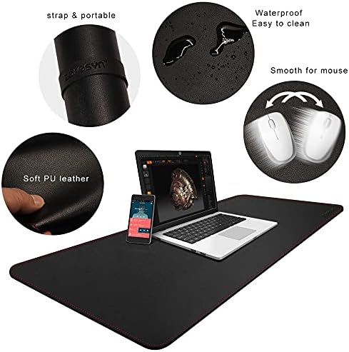 ZORESYN PU Leather Desk Pad, 55.1"x15.8", Black - Image 3