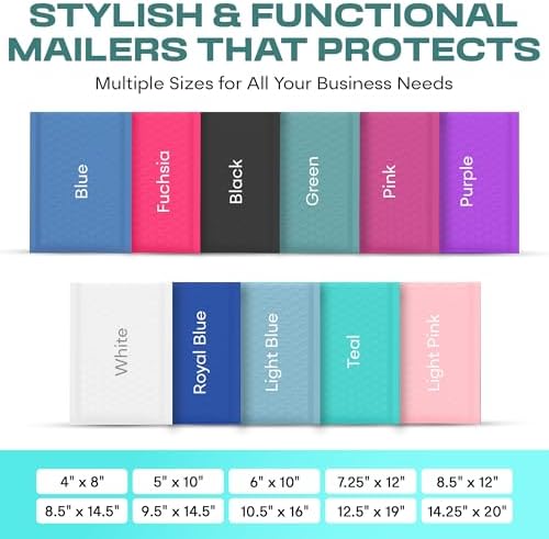 Teal Bubble Mailers 10.5x16, Self Seal Poly Padded Envelopes #5, 200 Pack - Image 3