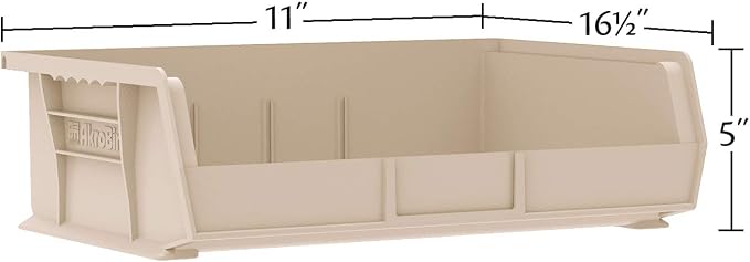 Akro-Mils 30255 AkroBins Plastic Storage Bins, 11"x16"x5", Black, 6-Pack | Space-Saving Stackable Bins for Garage, Pantry, Craft Organization - Image 3