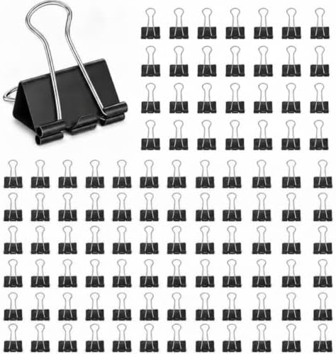Jetec 200 Pcs Black 1 Inch Binder Clip Paper Clamp Metal Paper Clip by Jetec