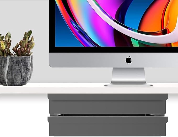 Dual Tier Under Desk Mounted Sliding Pull-out Drawer, 15.3" Wide | Mounted Storage Desk Organizer for Sit Stand Workstation, Metal, Black (2TierMedium) - Image 2