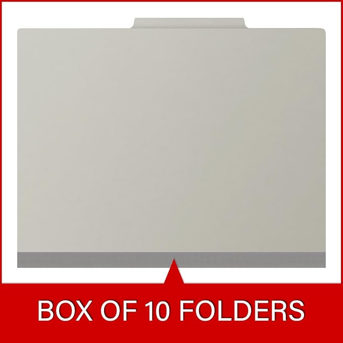 25 Pt. Pressboard Classification Folders, 2/5 Cut ROC Top Tab, Letter Size, 1 Divider, Light Gray (Box of 10) - Image 6