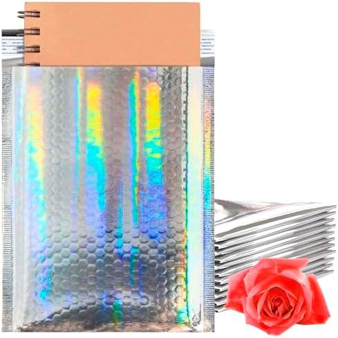 Metallic Bubble Mailers, Hologram Glossy Padded Envelopes 6.5 x 9 Inches, Cushion Bubble Shipping Bags, Self Seal Mailing Envelopes, Pack of 350 by PUREVACY