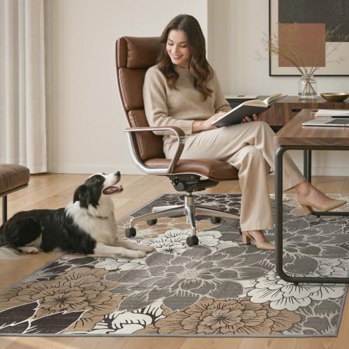 48"x60" Office Chair Mat for Hardwood Floor, Non-Slip Washable Grey Beige - Image 7