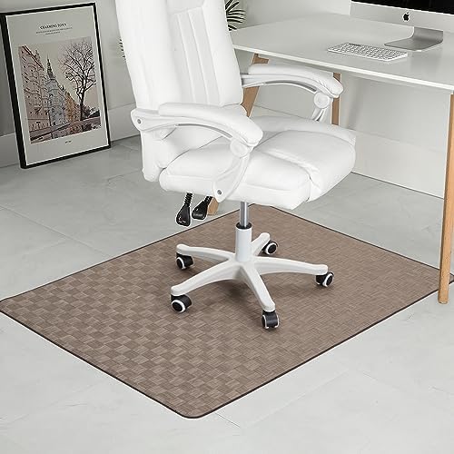 Chair Mat for Hardwood Floor, 50x63 Desk Computer Chair Mat for Hard Wood & Tile Floor, Large Anti-Slip Hard Floor Protector Rolling Chair for Office Home， Brown Square by RccugmatS