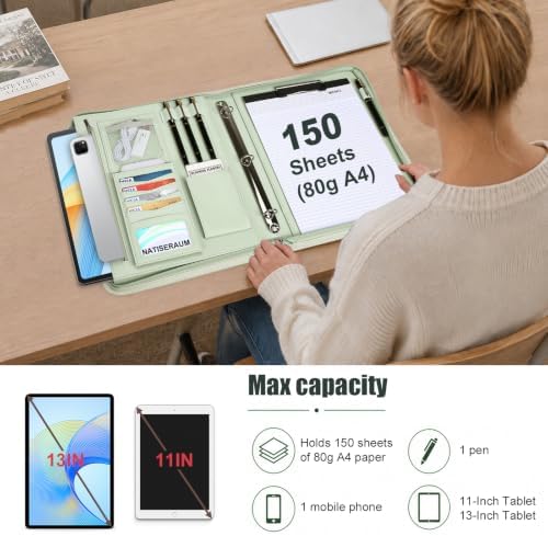 Portfolio Binder 3 Ring Includes Pen and 5 Dividers with 10 Pockets, Padfolio Organizer with Zipper for Men and Women, Includes A4 Notepad for Business, School, Work - Image 6
