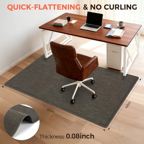 BAGAIL Office Chair Mat for Hardwood Floor, 48"x60" Heavy Duty Computer Chair Mat - Fast Flat & Smooth Glide - Non-Slip Desk Chair Floor Protector for Home Office - Dark Brown - Image 4