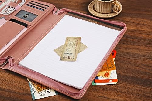 Pink Leather Portfolio for Women, Resume Portfolio Folder with Zipper, Customized Portfolio, Personalized Executive Portfolio Organizer, Vegan Leather Padfolio for Women, Custom - Image 4