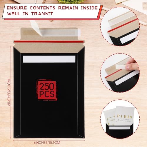 Fainne 250 Pack 6 x 8" Rigid Mailers Self Adhesive Photo Document Mailers - Image 2