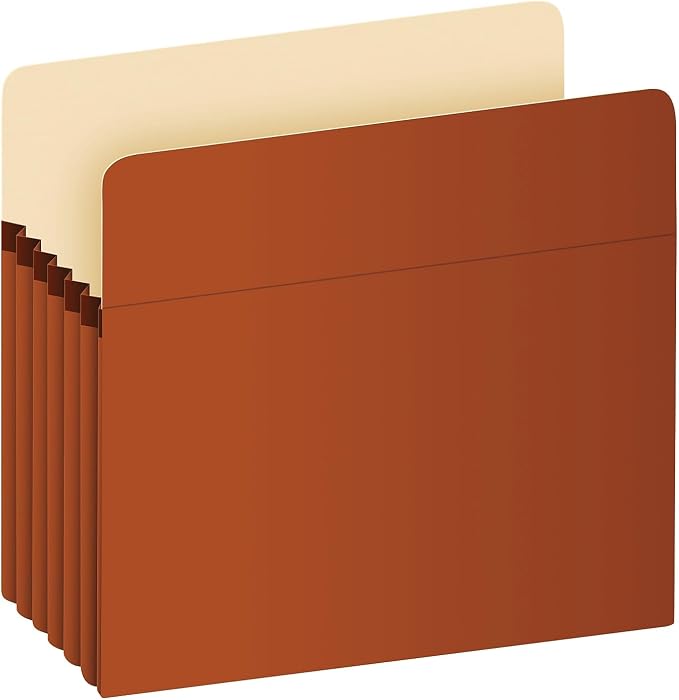 Pendaflex® Extra-Strong Acid-Free File Pockets, Letter Size, 5 1/4" Expansion, 30% Recycled, Red, Box of 50 by Pendaflex