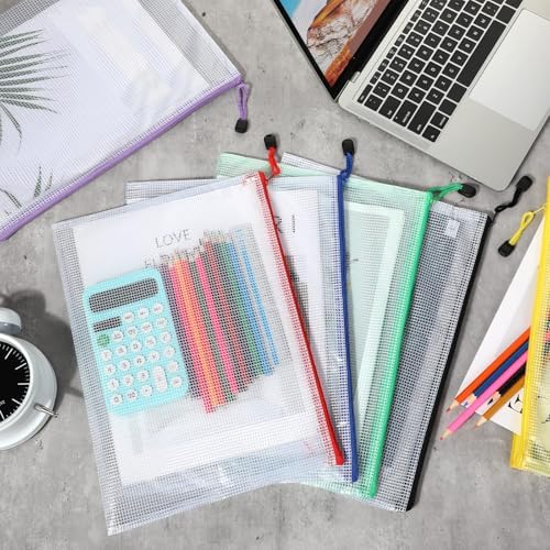 Zhehao 100 Pcs A4 Mesh Zipper Pouch Bag Bulk Mesh Pouch with Zipper - Image 7