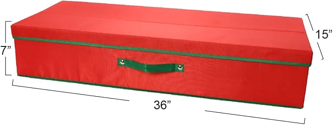 Household Essentials Holiday Gift Wrap Organizer with Lid, Red and Green - Image 4