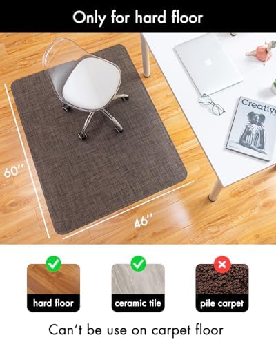 BARoyal Office Chair Mat for Hardwood Floor Under Desk Computer Rolling Chair Mat for Wood/Tile Floor Non-Slip Heavy Duty Desk Rug PVC Plastic Hard Floor Protector 46"x 60" (Dark Walnut) - Image 3