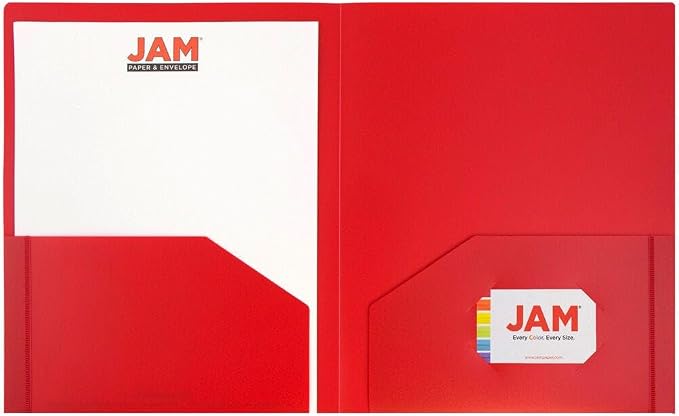 JAM PAPER Heavy Duty Plastic 2 Pocket Extra Tough School Folders - Red - Bulk 144/Box - Image 5