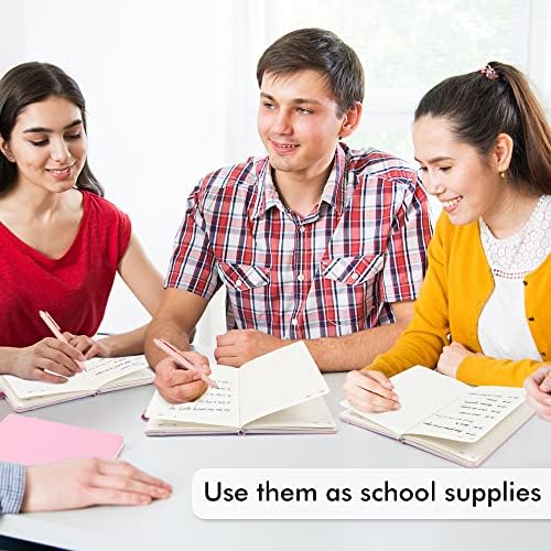 feela 12 Pack Notebooks Journals Bulk, Hardcover Notebook Classic Ruled Lined Journals with Pen Holder for Women Girls School Business Supplies, with 12 Black Pens, 120 GSM, 5.1”x8.3”, A5, Rose Pink - Image 5