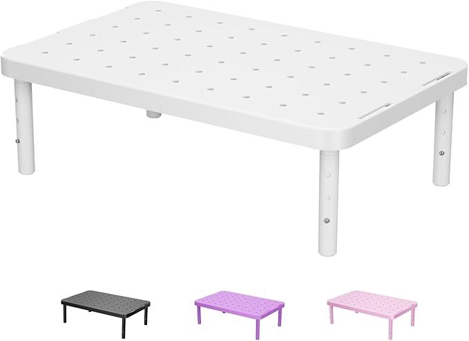 WALI Computer Monitor Stand for Desk, Adjustable Laptop Riser, up to 44 lbs | Desk Monitor Riser Underneath Storage, Fits Notebook, Laptops, Printers, for Home, Office, School (PTT001-W),1 Pack,White by WALI