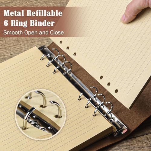 10 Pack PU Leather Journal Notebook, Refillable Journal Bulk, Vintage Travel Journals for Writing, Gift Diary Journal for Women, Men, Girls, 100GSM Lined Paper, Each 160 Pages & 2 Pockets (A6, 5"x7" ) - Image 3