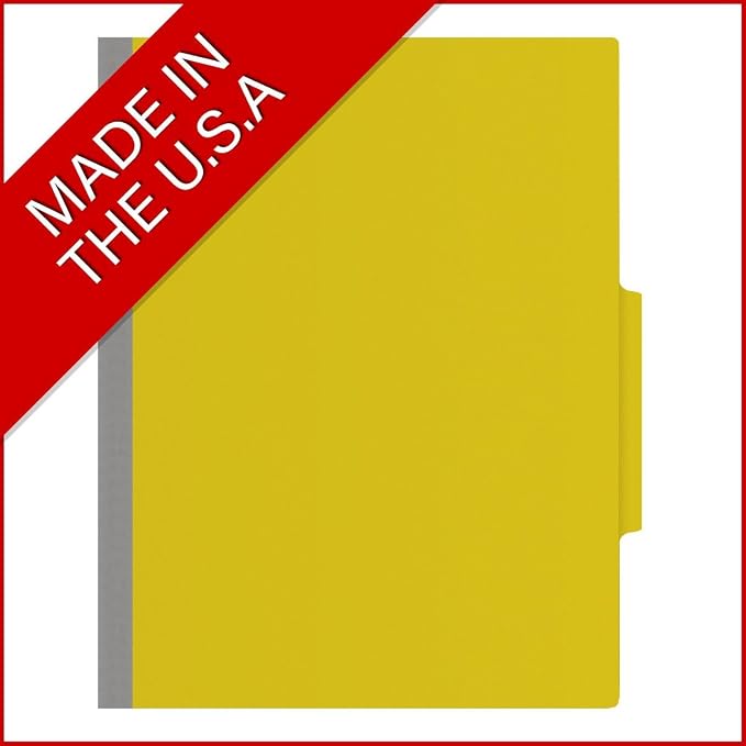 25 Pt. Pressboard Classification Folders, 2/5 Cut ROC Top Tab, Letter Size, 1 Pocket Divider, Yellow (Box of 10) - Image 5